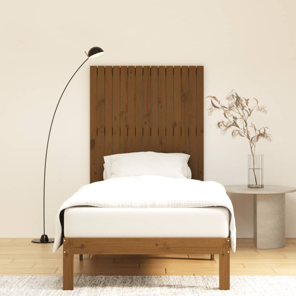 Solid Pine Wood Wall Headboard, Honey Brown, 95.5x3x110 cm