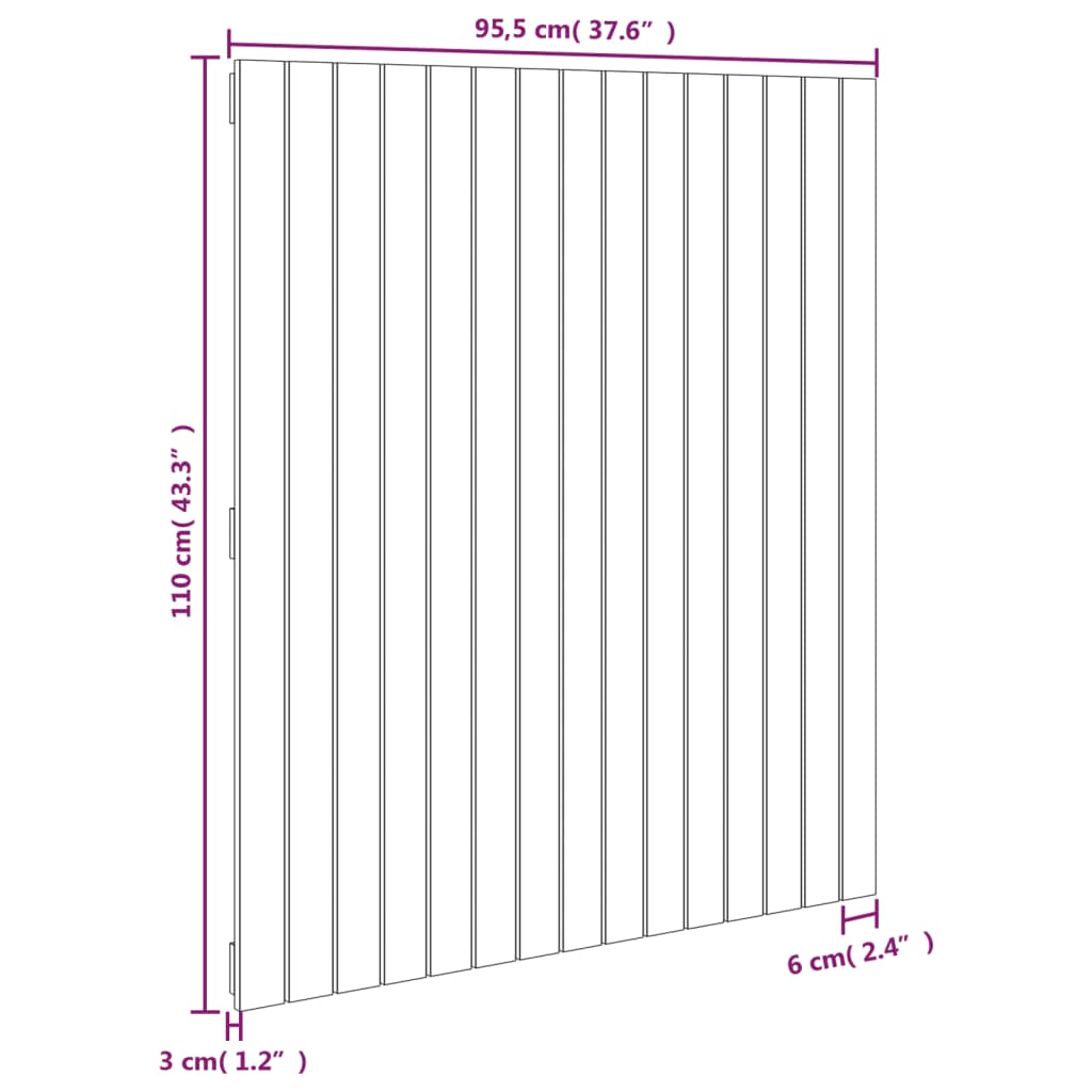 Solid Pine Wood Wall Headboard, Honey Brown, 95.5x3x110 cm