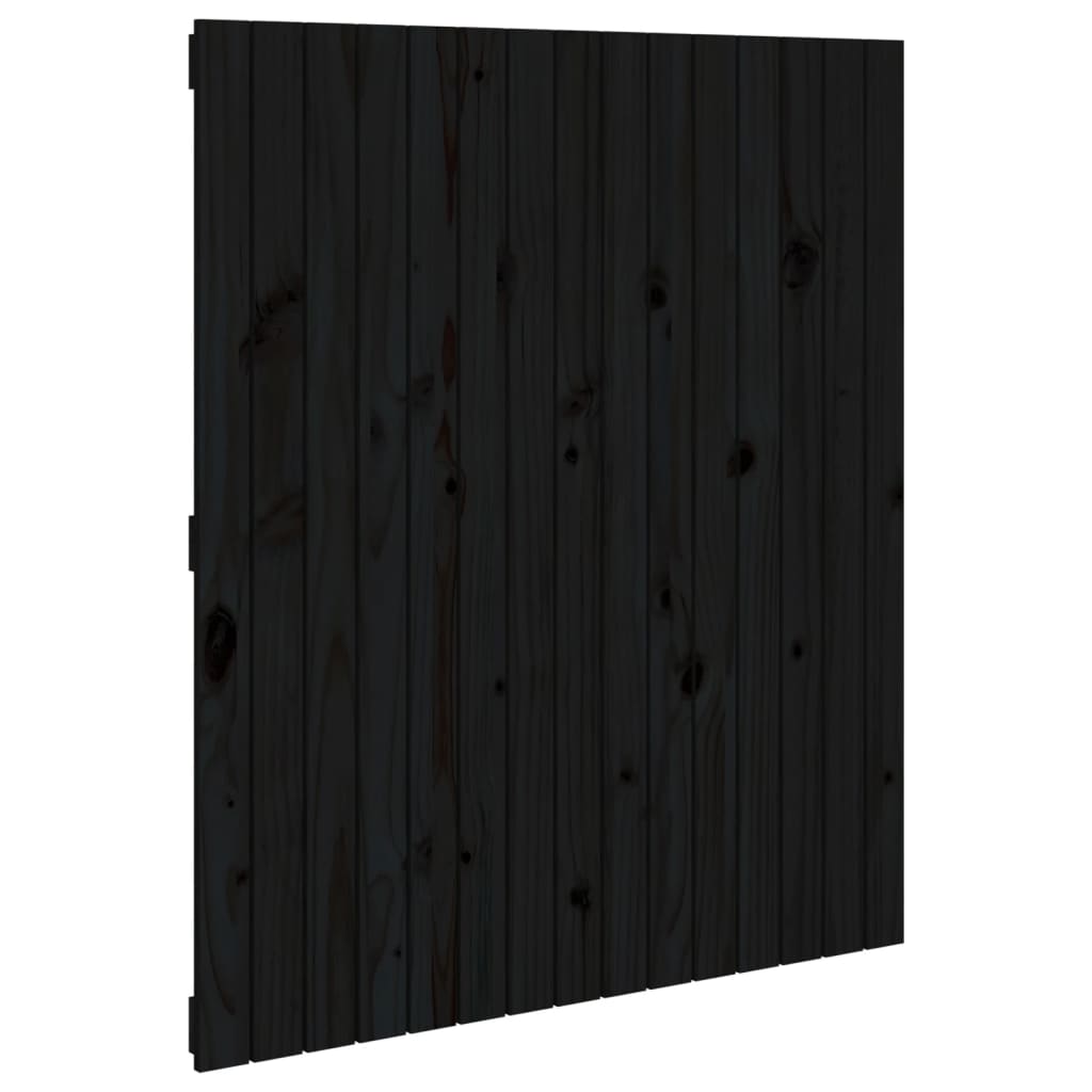 Solid Pine Wood Wall Headboard, Black 95.5x3x110 cm