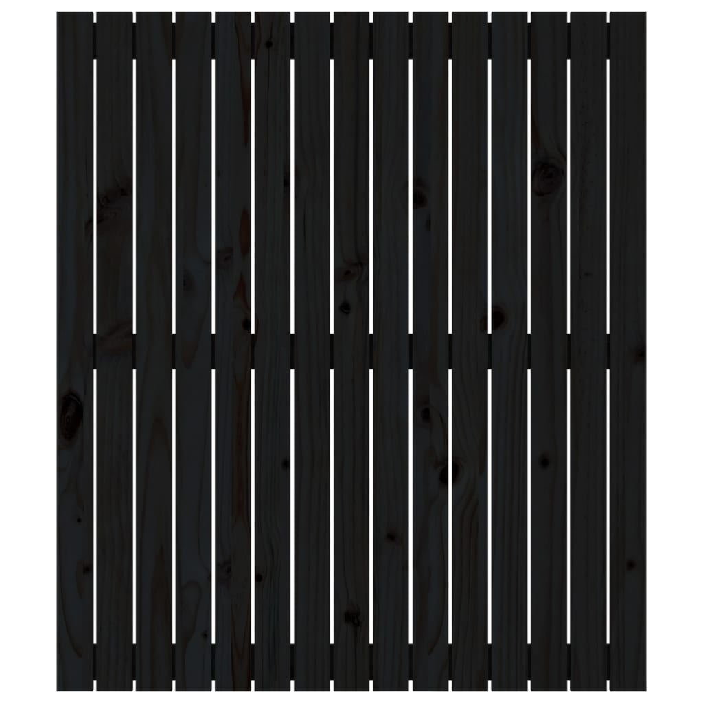 Solid Pine Wood Wall Headboard, Black 95.5x3x110 cm