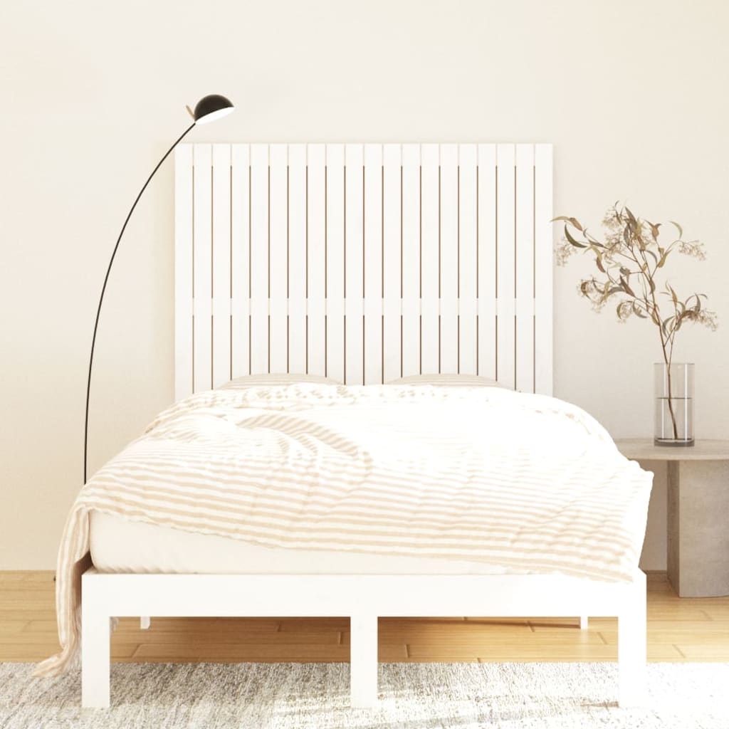 White Solid Pine Wall Headboard - 127.5x3x110 cm