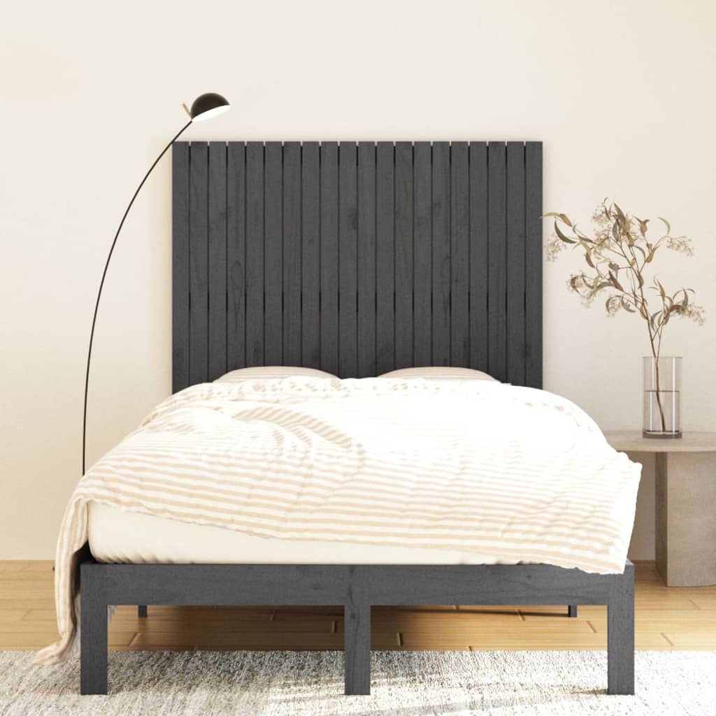 Solid Wood Pine Wall Headboard - Grey 127.5x3x110 cm
