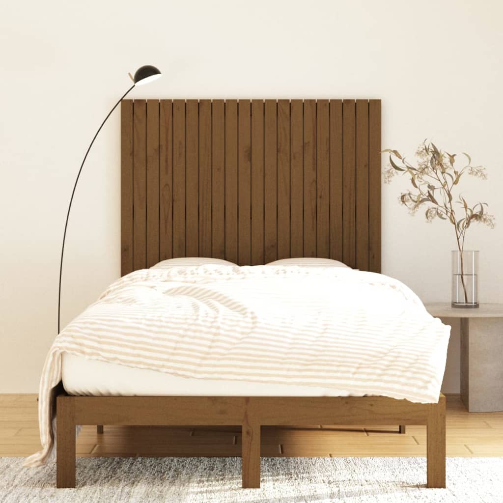 Solid Wood Pine Wall Headboard, Honey Brown, 127.5x3x110 cm