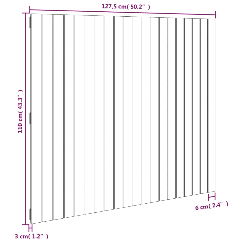 Solid Wood Pine Wall Headboard, Honey Brown, 127.5x3x110 cm
