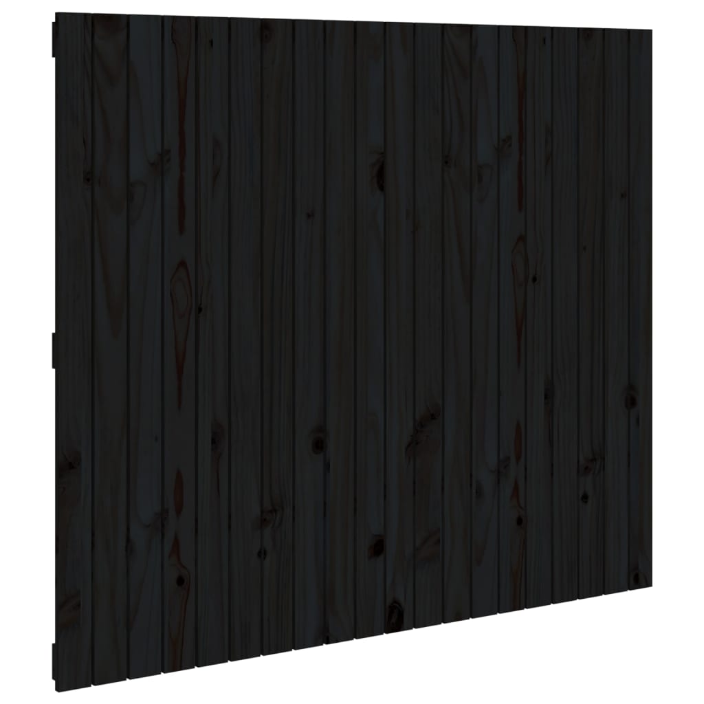 Solid Wood Pine Wall Headboard, Black, 127.5x3x110 cm