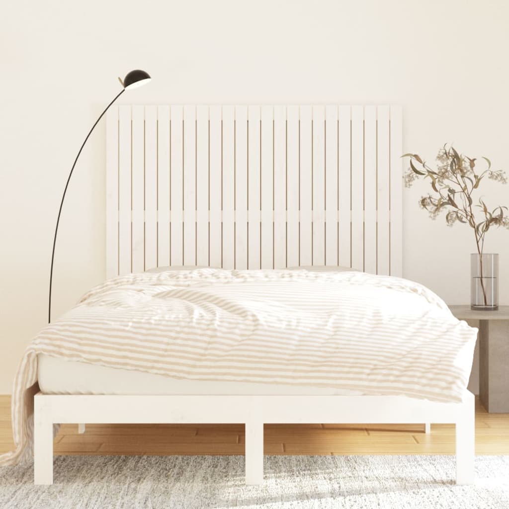 White Solid Wood Pine Wall Headboard 146.5x3x110 cm