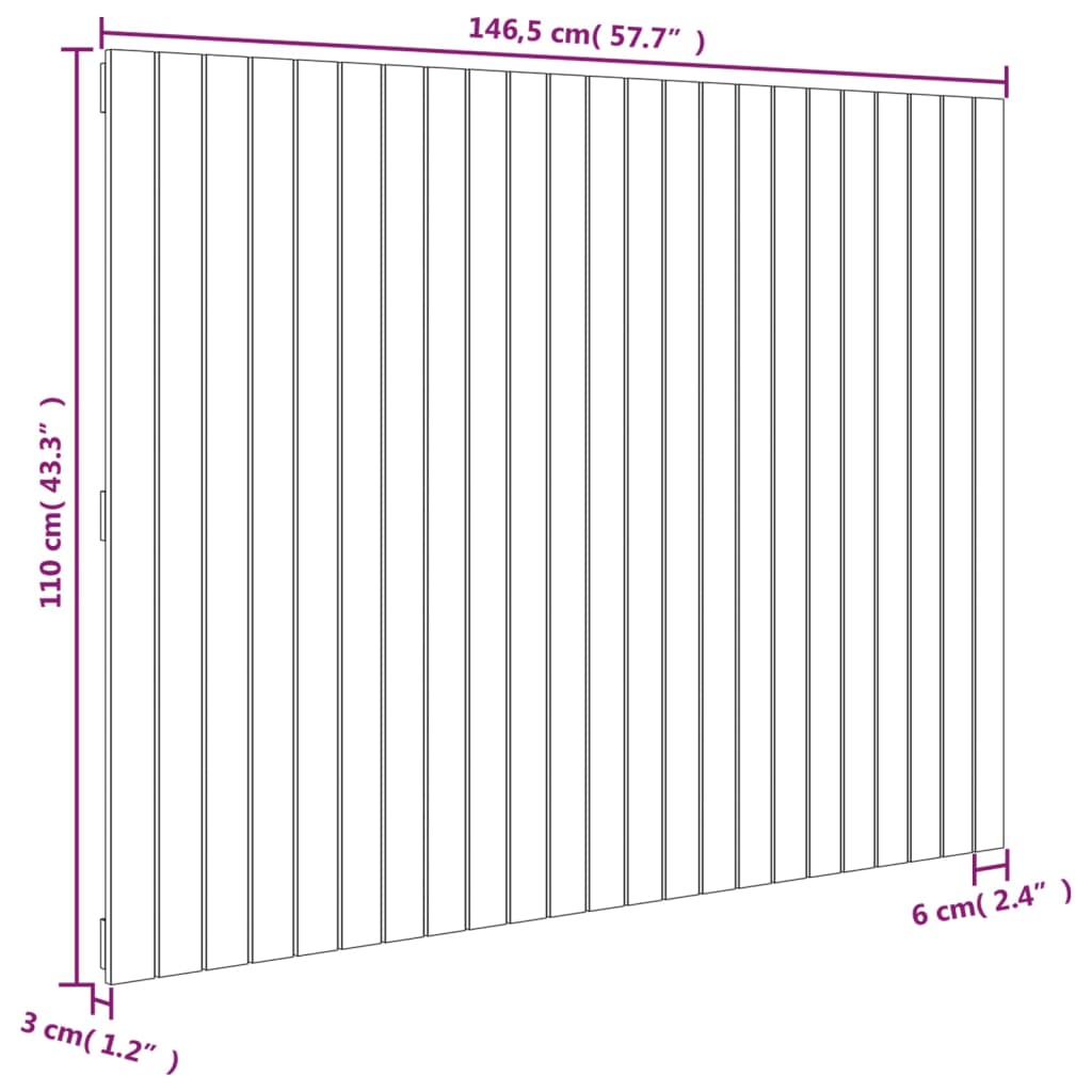 White Solid Wood Pine Wall Headboard 146.5x3x110 cm