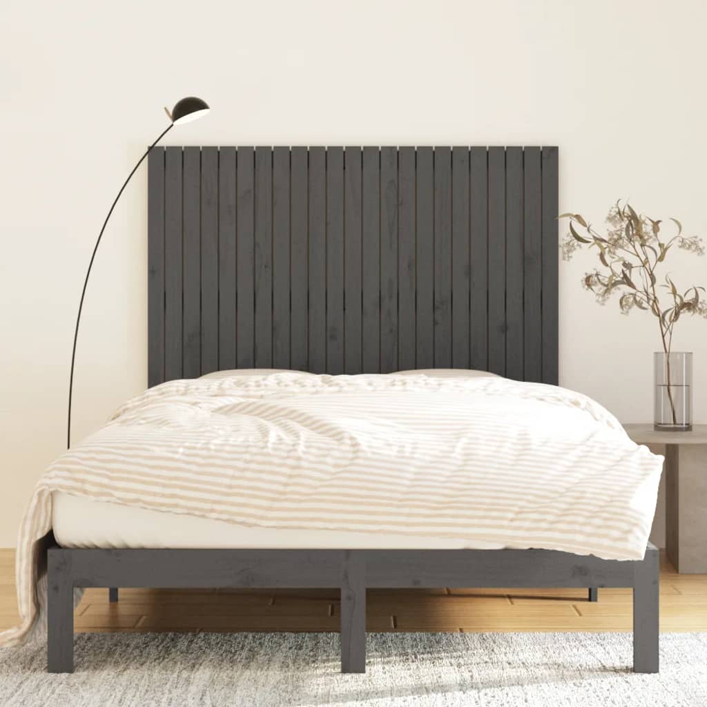 Solid Pine Grey Wall Headboard - 146.5x3x110 cm Elegant Design