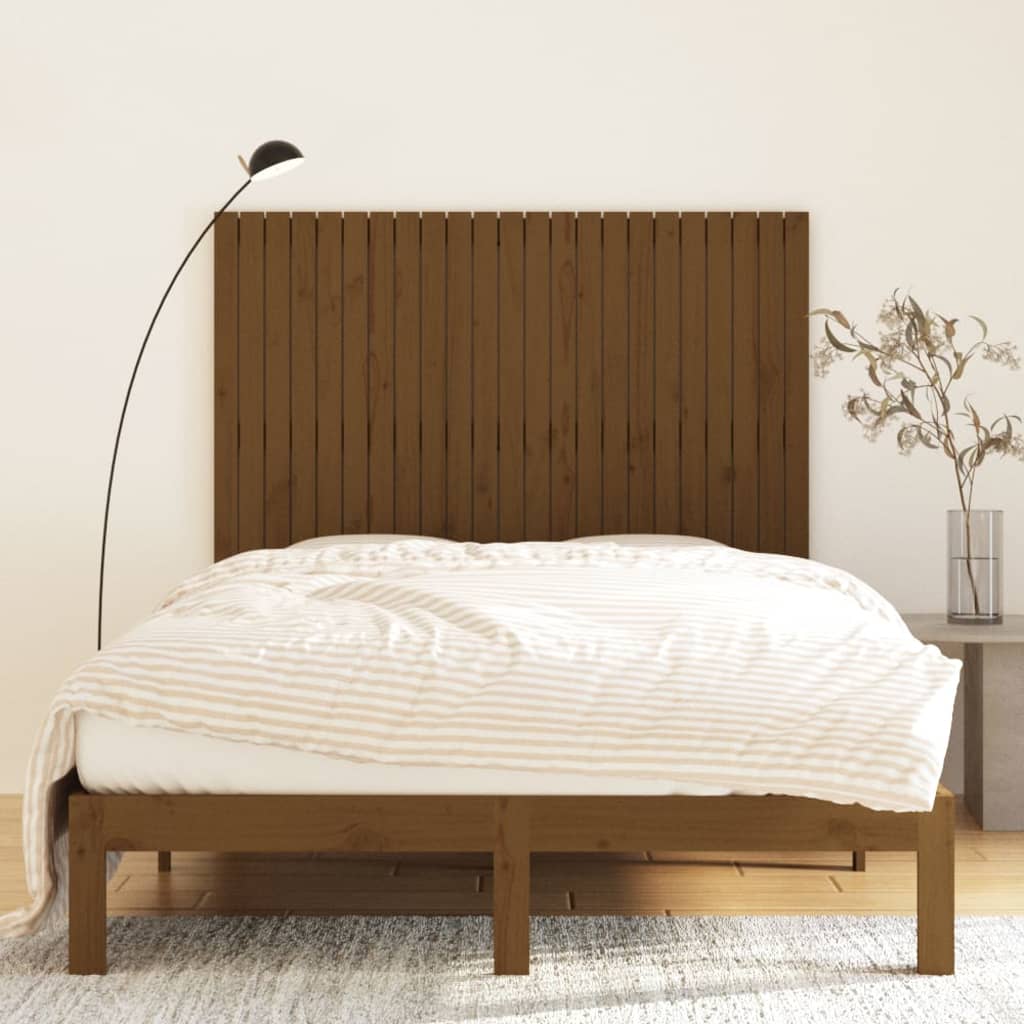 Solid Wood Pine Wall Headboard, Honey Brown, 146.5x3x110 cm