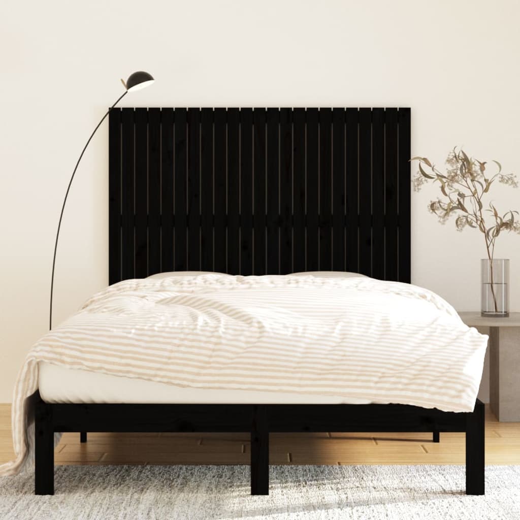 Black Pine Solid Wood Wall Headboard 146.5x3x110 cm