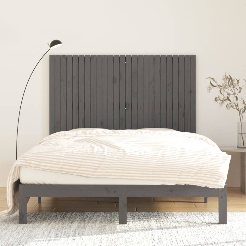 Solid Pine Wood Wall Headboard, Grey 159.5x3x110 cm