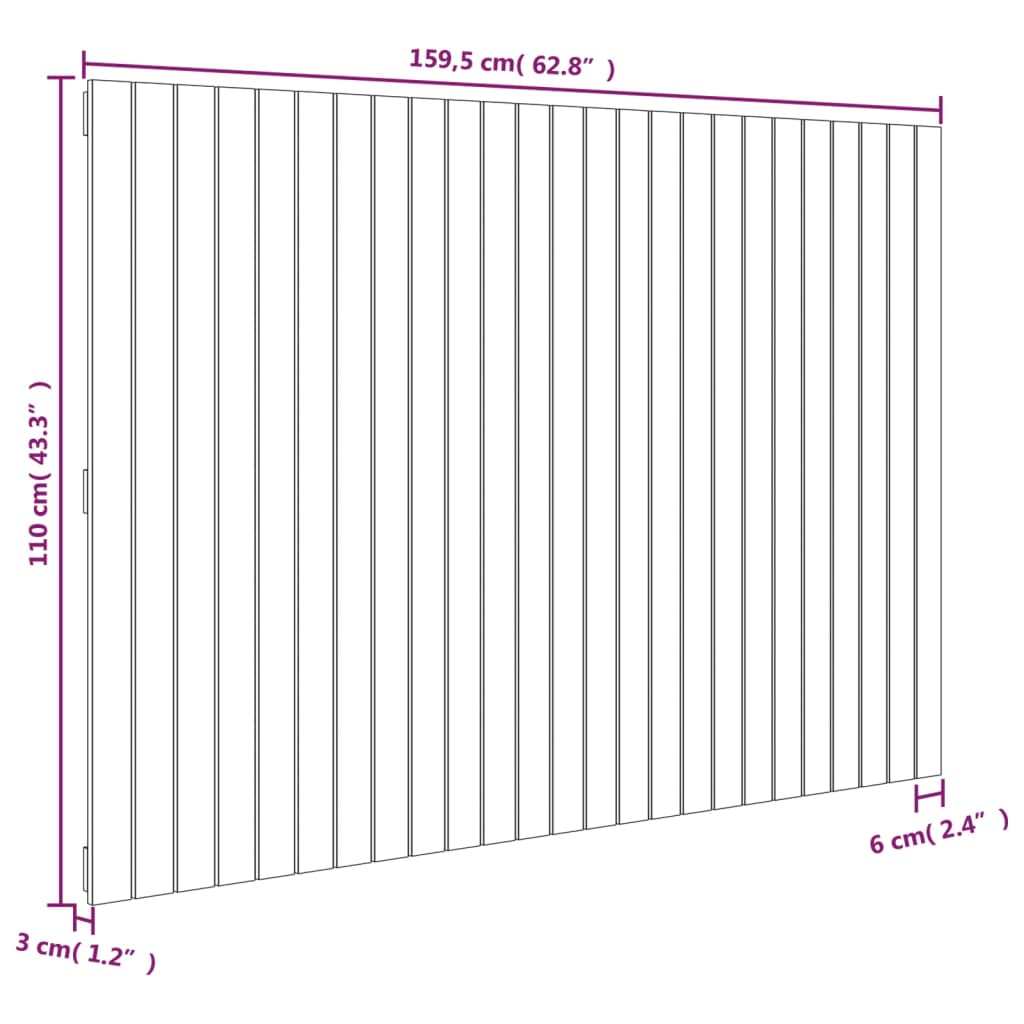 Solid Pine Wood Wall Headboard, Grey 159.5x3x110 cm