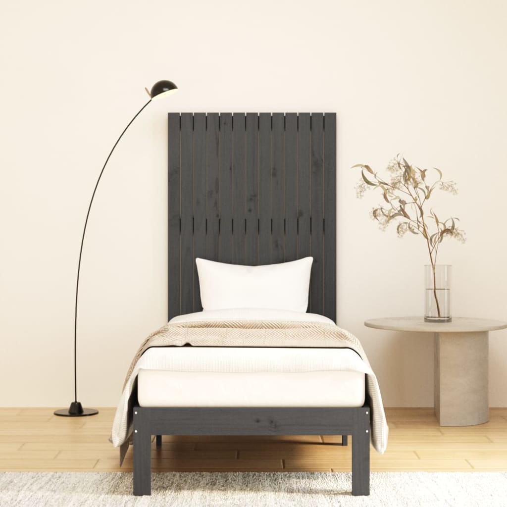 Solid Pine Wall Headboard - Grey 82.5x3x110 cm