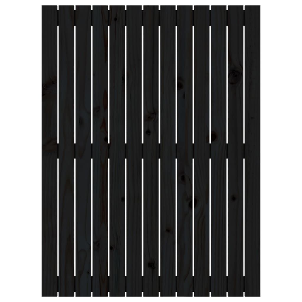 Solid Wood Pine Wall Headboard - Black 82.5x3x110 cm