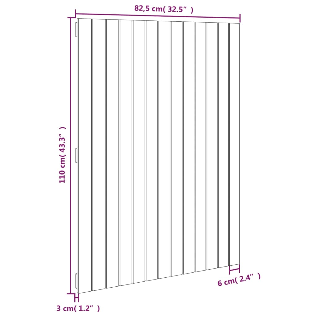 Solid Wood Pine Wall Headboard - Black 82.5x3x110 cm
