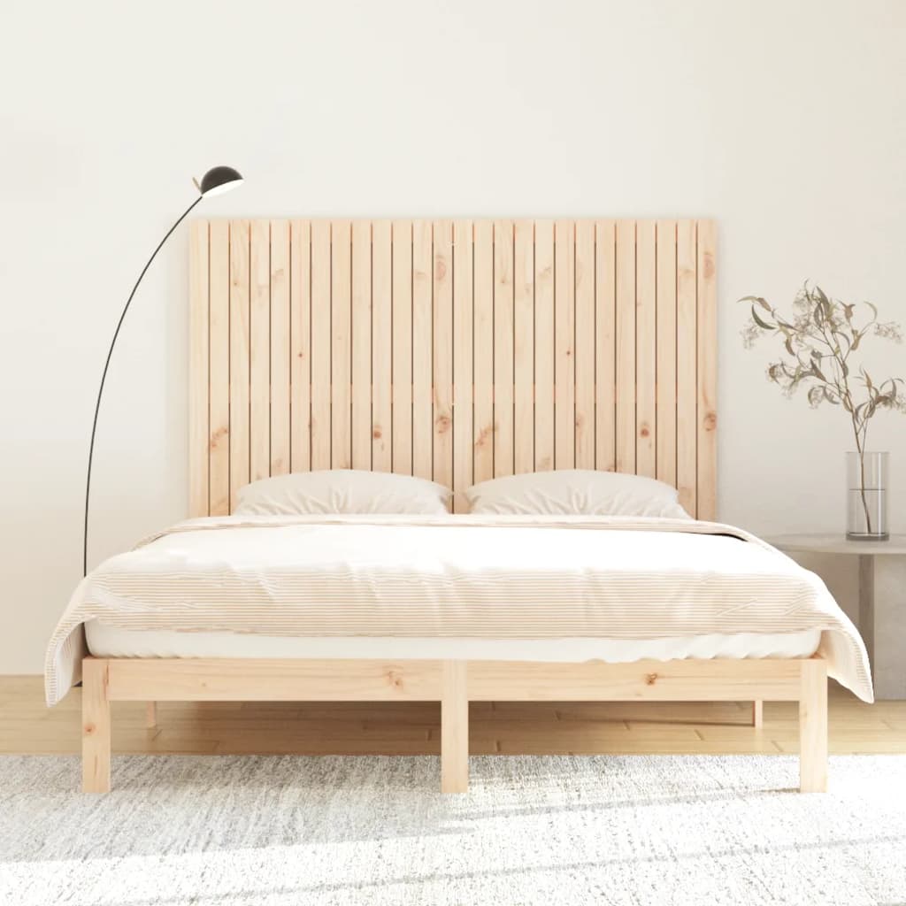 Solid Pine Wood Wall Headboard, 166x3x110 cm, Natural Finish