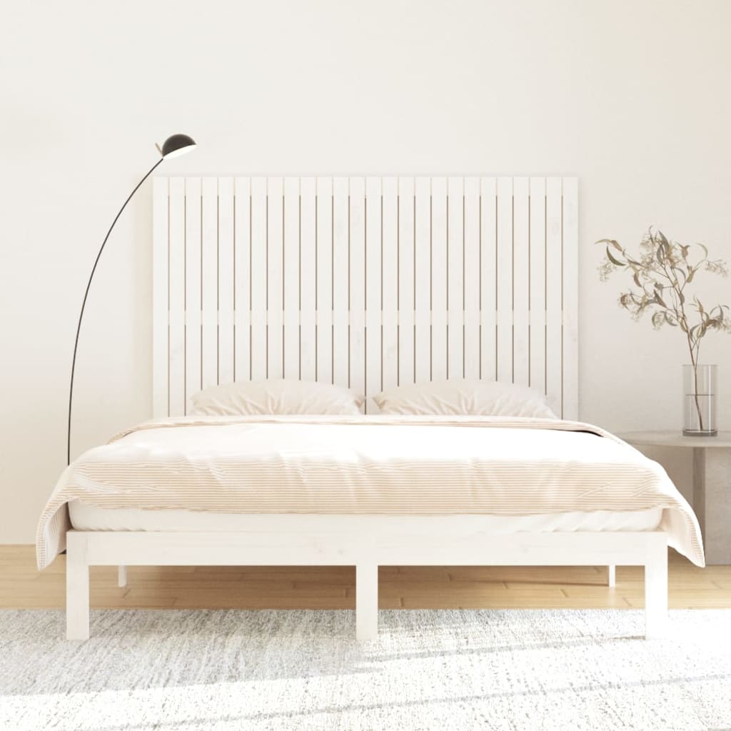 Solid Wood Pine Wall Headboard, White, 166x3x110 cm