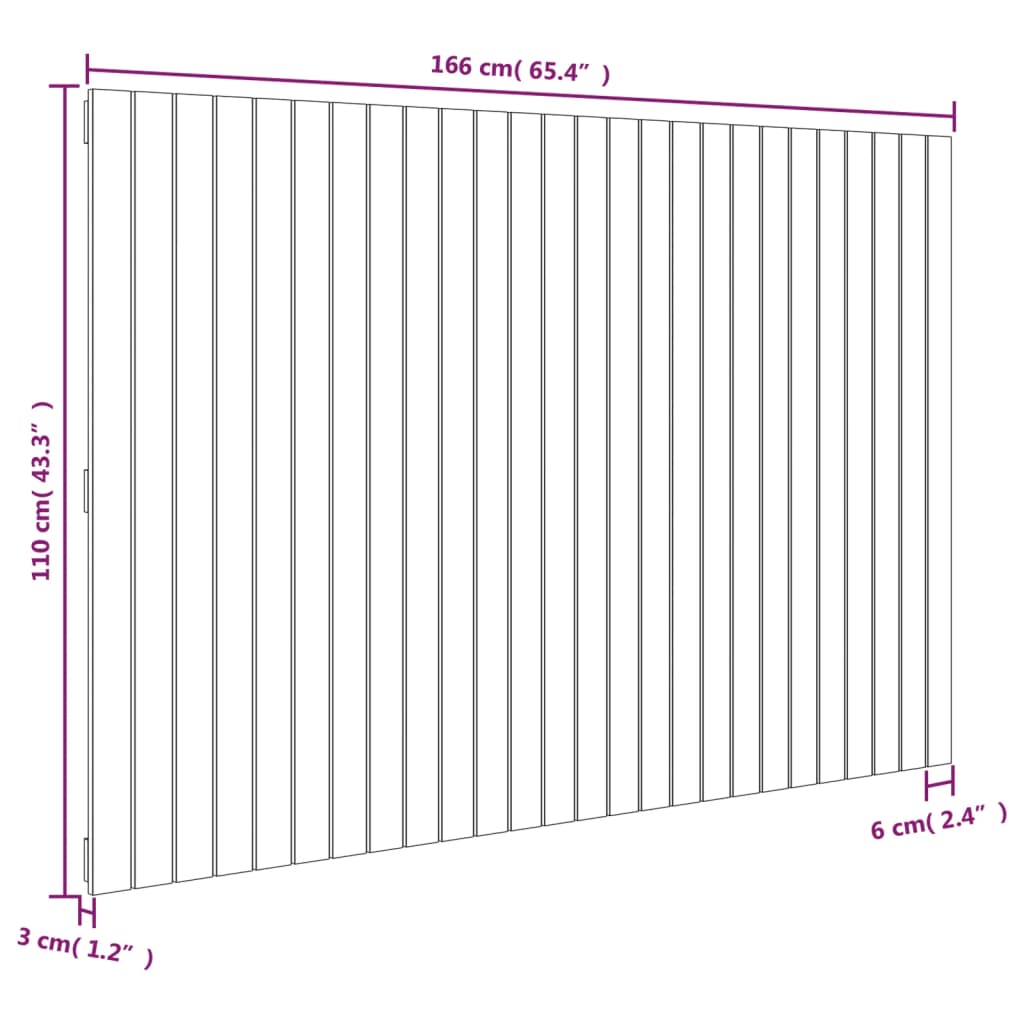 Solid Pine Wall Headboard Honey Brown 166x110cm