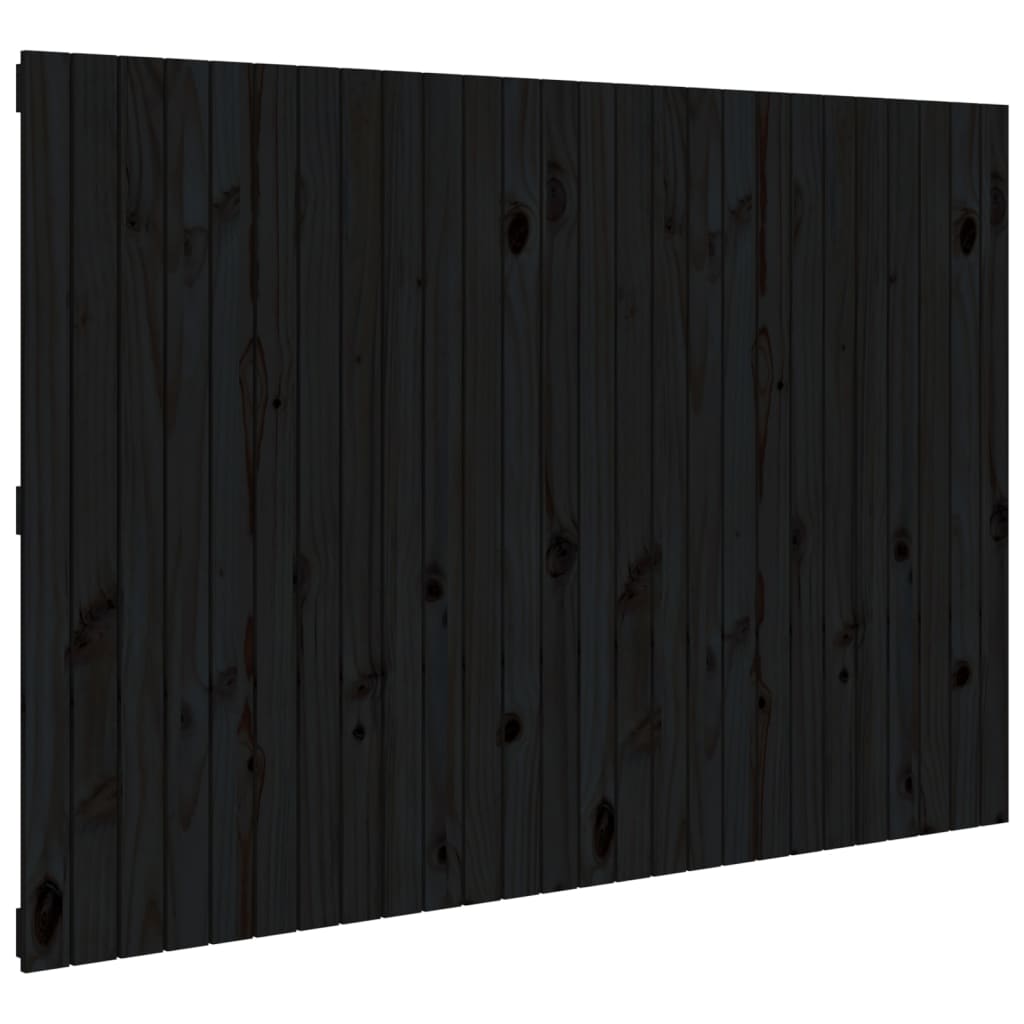 Elegant Black Solid Pine Wall Headboard 166x3x110 cm