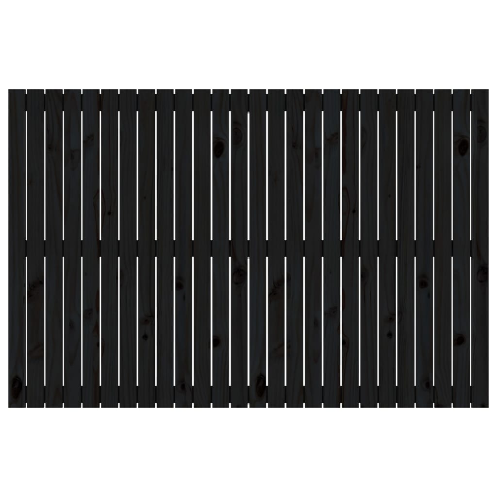 Elegant Black Solid Pine Wall Headboard 166x3x110 cm