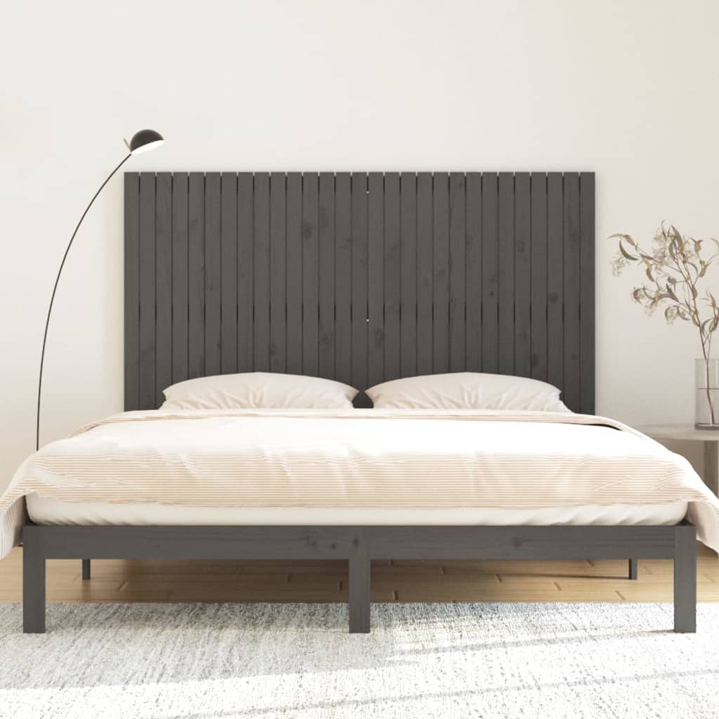 Solid Pine Wall Headboard - Grey, 185x3x110 cm