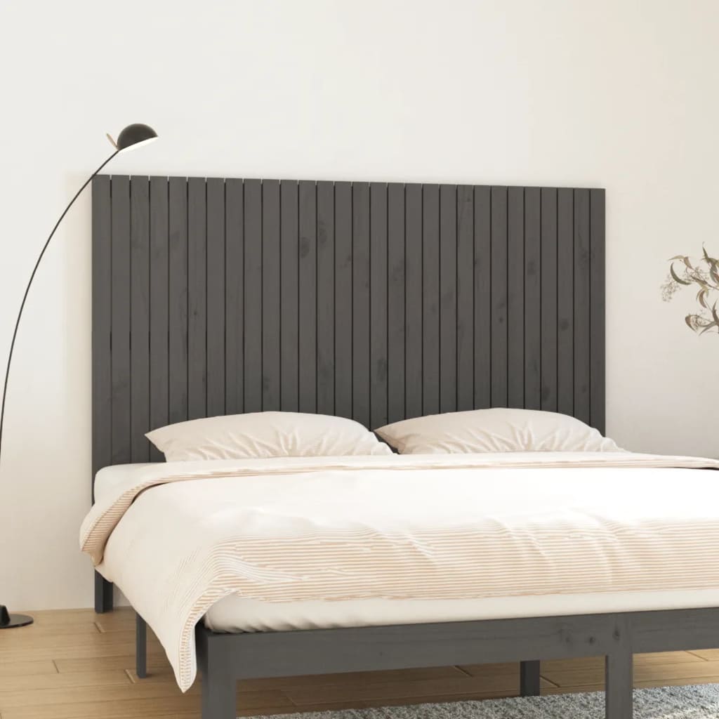 Solid Pine Wall Headboard - Grey, 185x3x110 cm