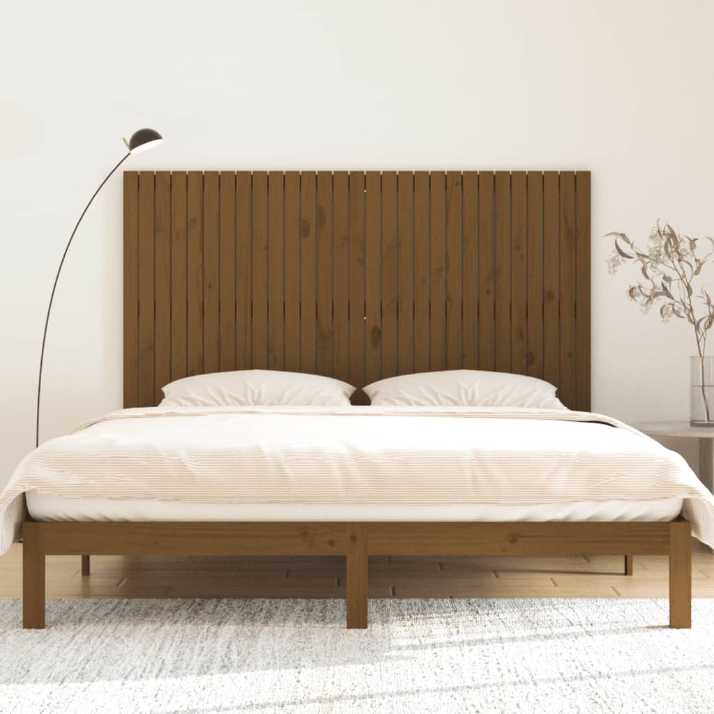Solid Pine Wall Headboard, Honey Brown, 185x3x110 cm