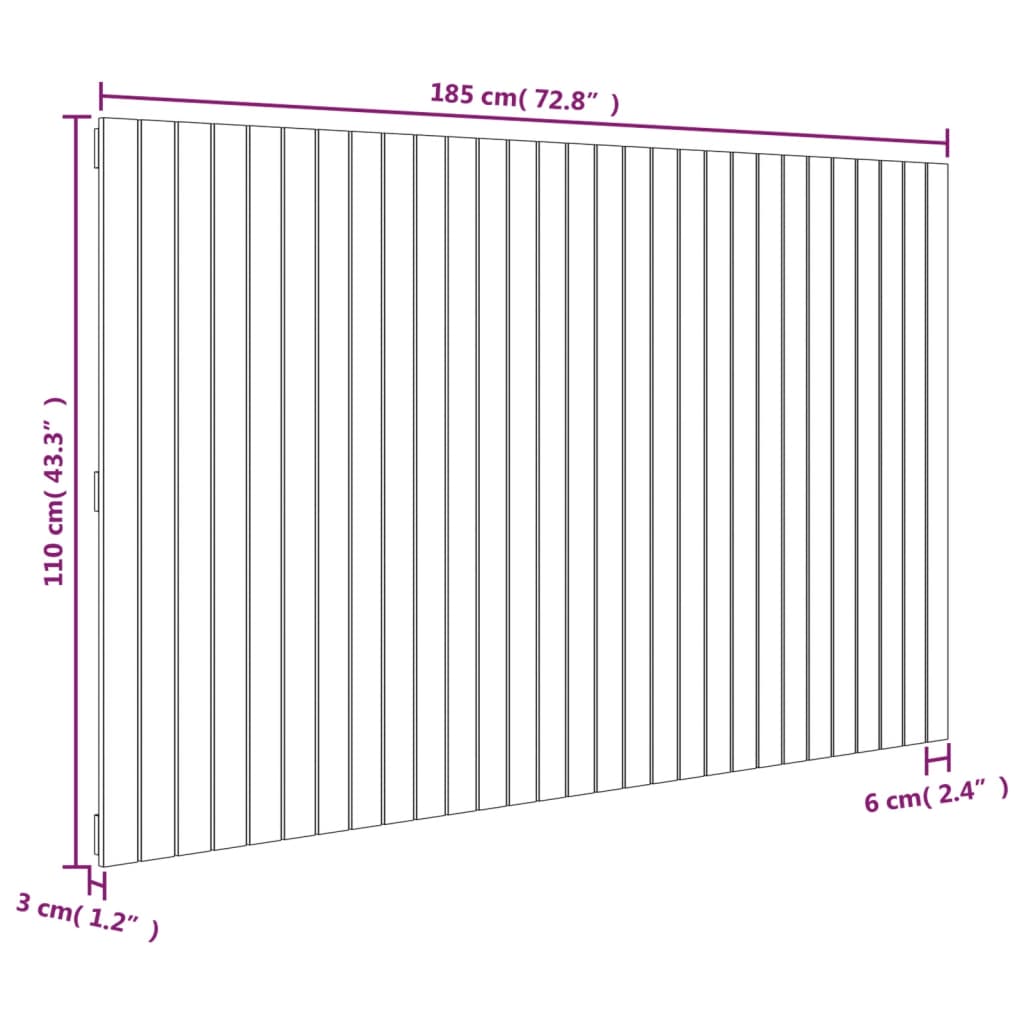 Solid Pine Wall Headboard, Honey Brown, 185x3x110 cm