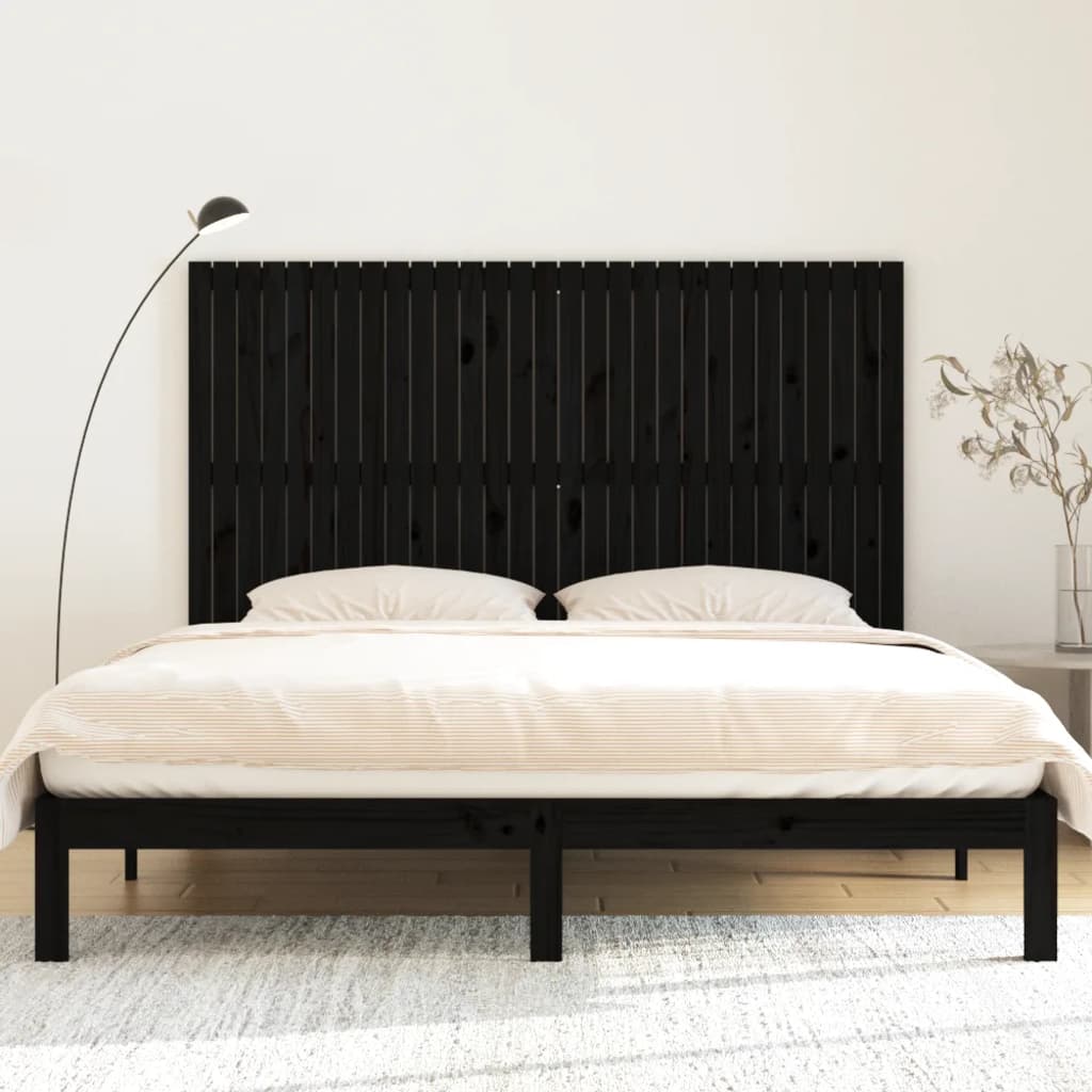 Solid Wood Pine Wall Headboard Black 185x3x110 cm