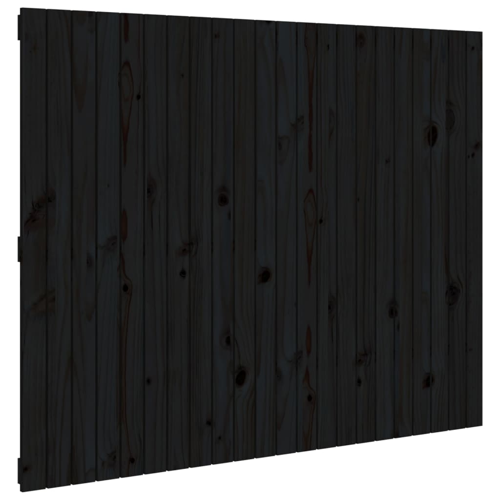 Solid Pine Wall Headboard Black 140x3x110 cm