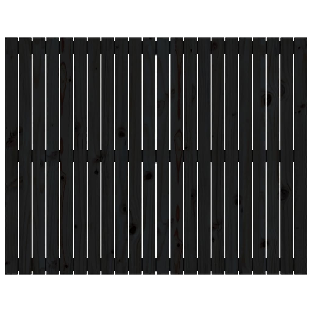 Solid Pine Wall Headboard Black 140x3x110 cm