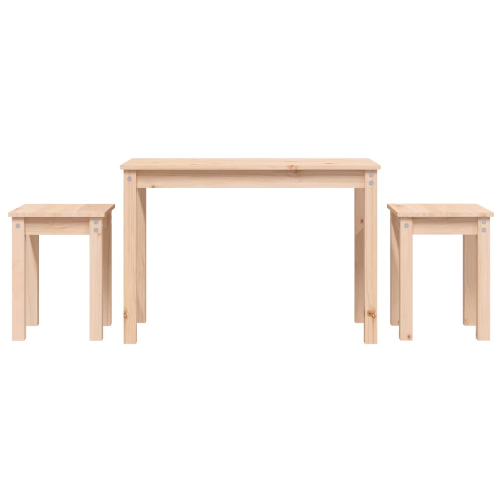 Pine Solid Wood Nesting Tables 3-Piece Set - Natural Finish