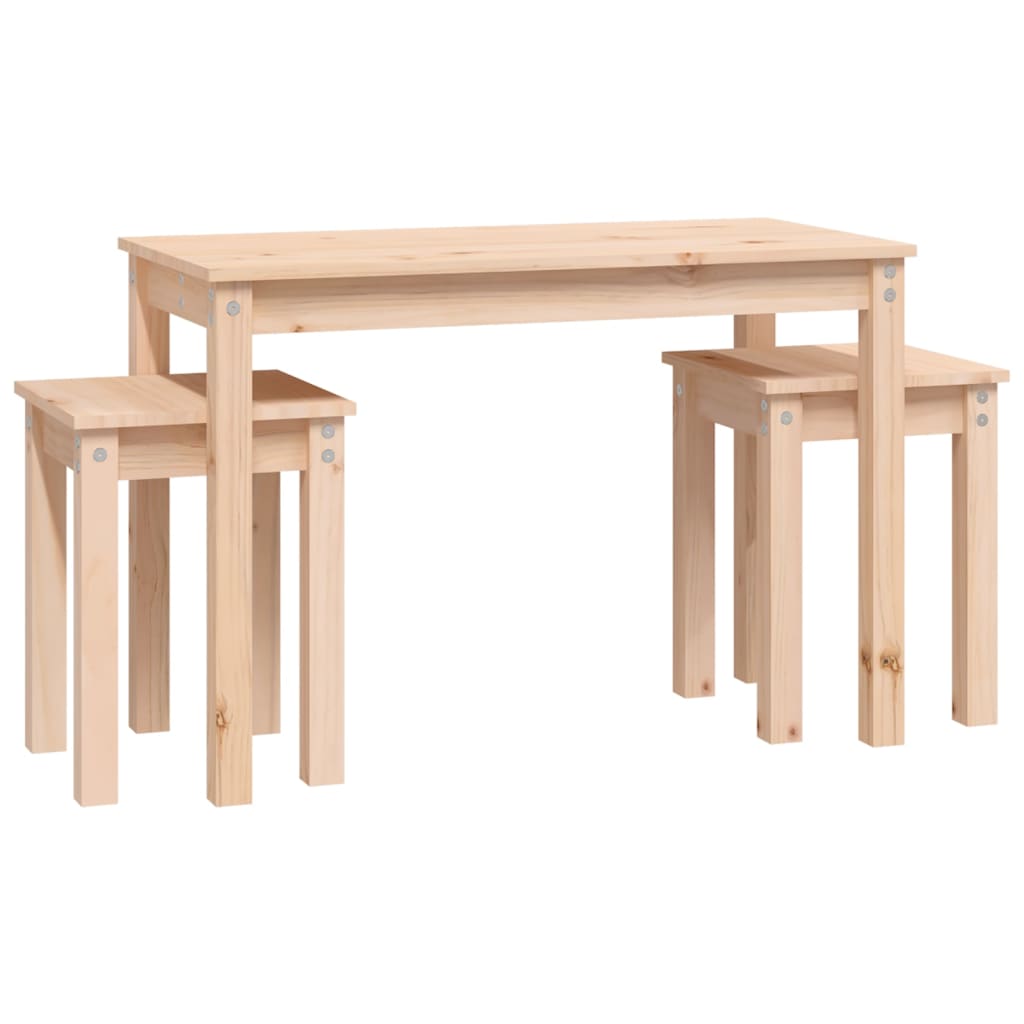 Pine Solid Wood Nesting Tables 3-Piece Set - Natural Finish