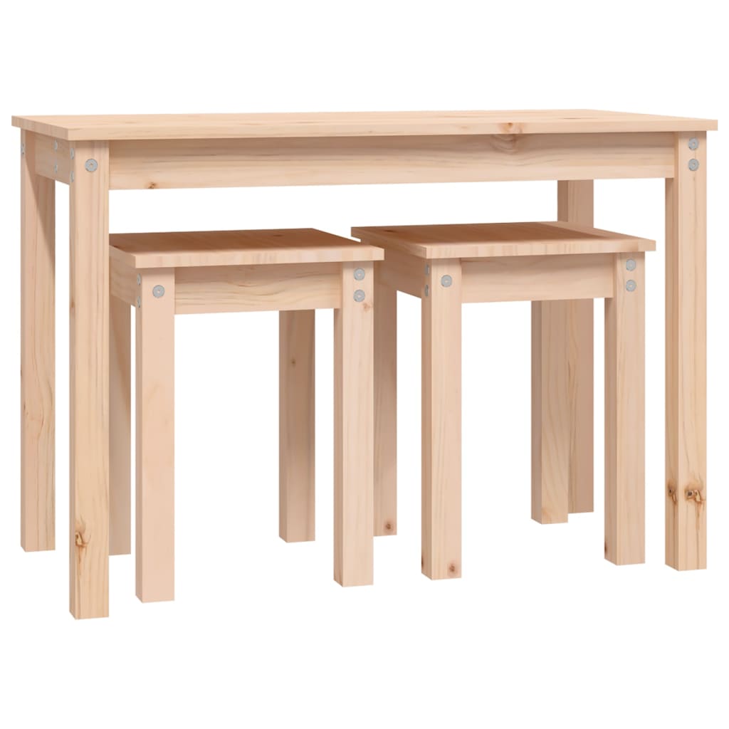 Pine Solid Wood Nesting Tables 3-Piece Set - Natural Finish