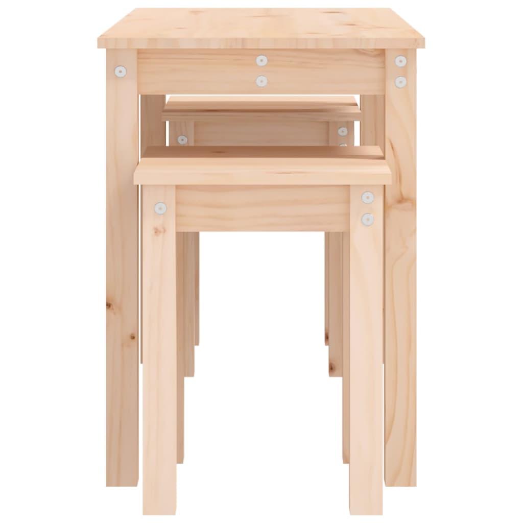 Pine Solid Wood Nesting Tables 3-Piece Set - Natural Finish