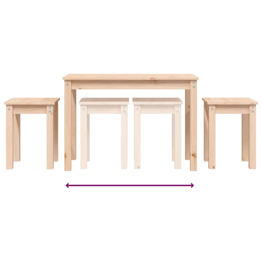 Pine Solid Wood Nesting Tables 3-Piece Set - Natural Finish