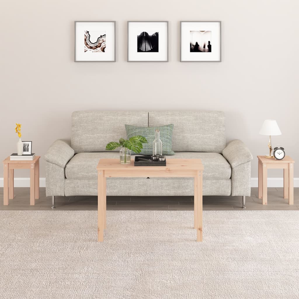 Pine Solid Wood Nesting Tables 3-Piece Set - Natural Finish