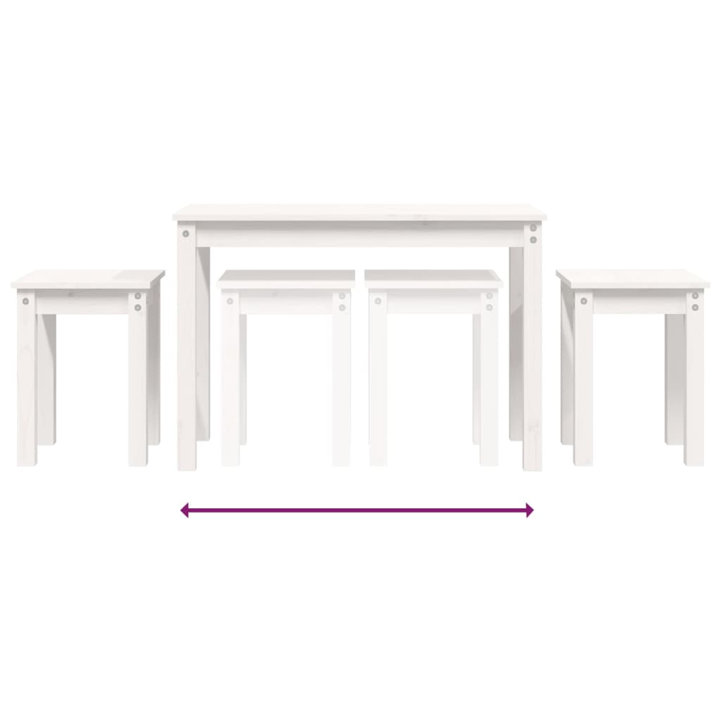 3-Piece White Solid Pine Wood Nesting Tables Set