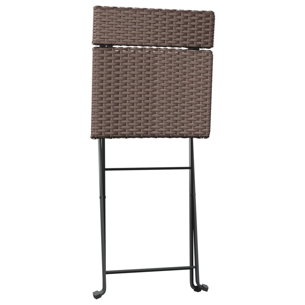 Brown Poly Rattan & Steel Folding Bistro Chairs Set of 2