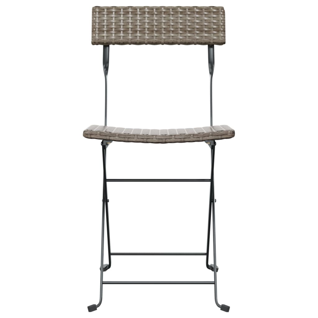 Grey Poly Rattan & Steel Folding Bistro Chairs - Set of 2