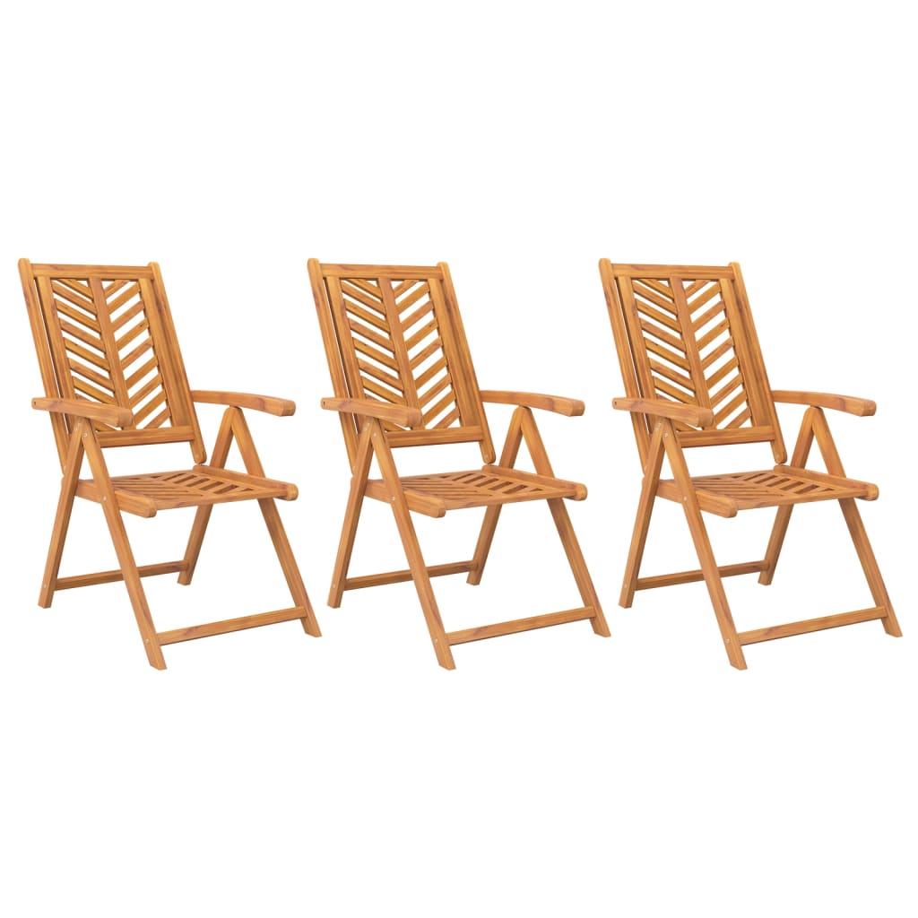 Premium Solid Wood Acacia Reclining Garden Chairs - Set of 3