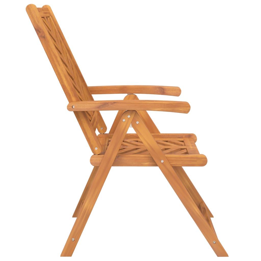 Premium Solid Wood Acacia Reclining Garden Chairs - Set of 3