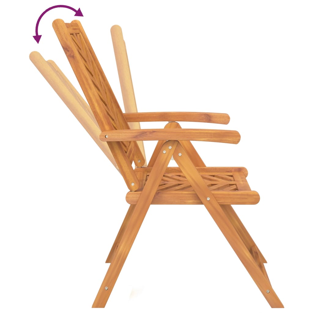 Premium Solid Wood Acacia Reclining Garden Chairs - Set of 3