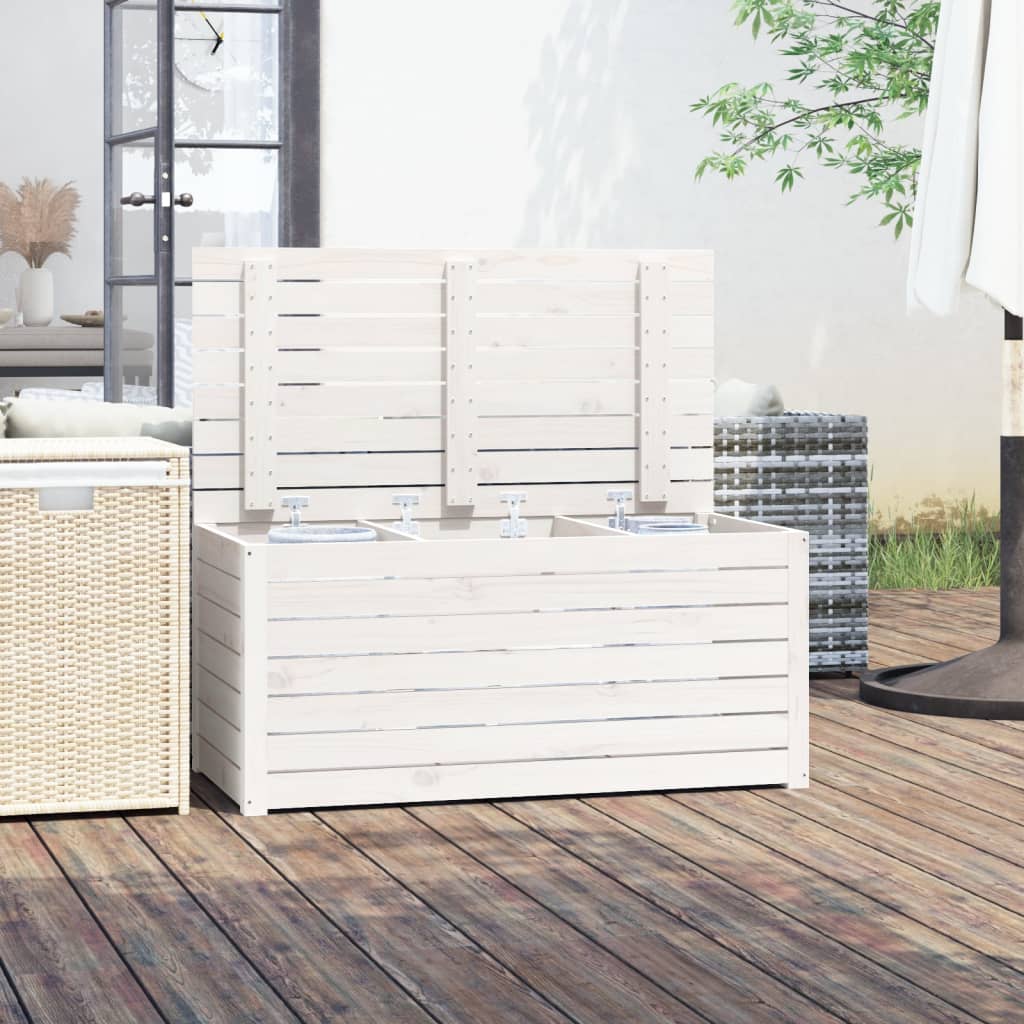 Solid Pine Wood White Garden Box 101x50.5x46.5 cm
