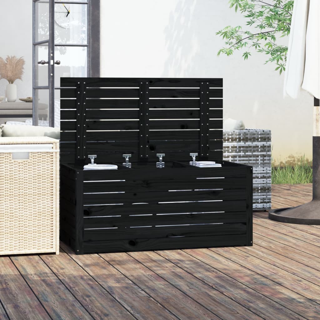Solid Wood Pine Garden Box - Black 101x50.5x46.5 cm