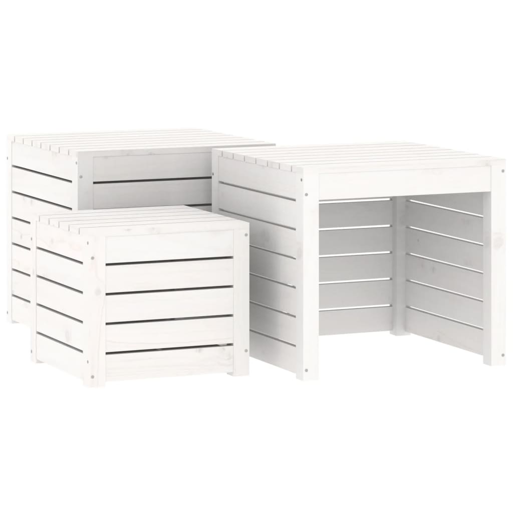 3-Piece White Solid Wood Pine Garden Box Set
