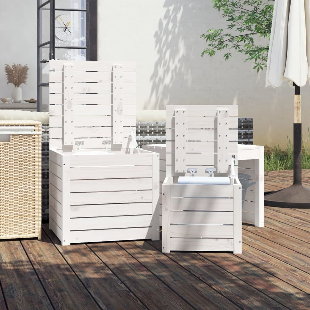 3-Piece White Solid Wood Pine Garden Box Set