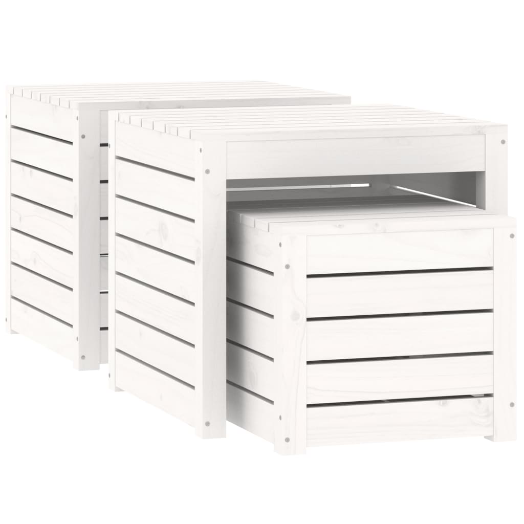 3-Piece White Solid Wood Pine Garden Box Set