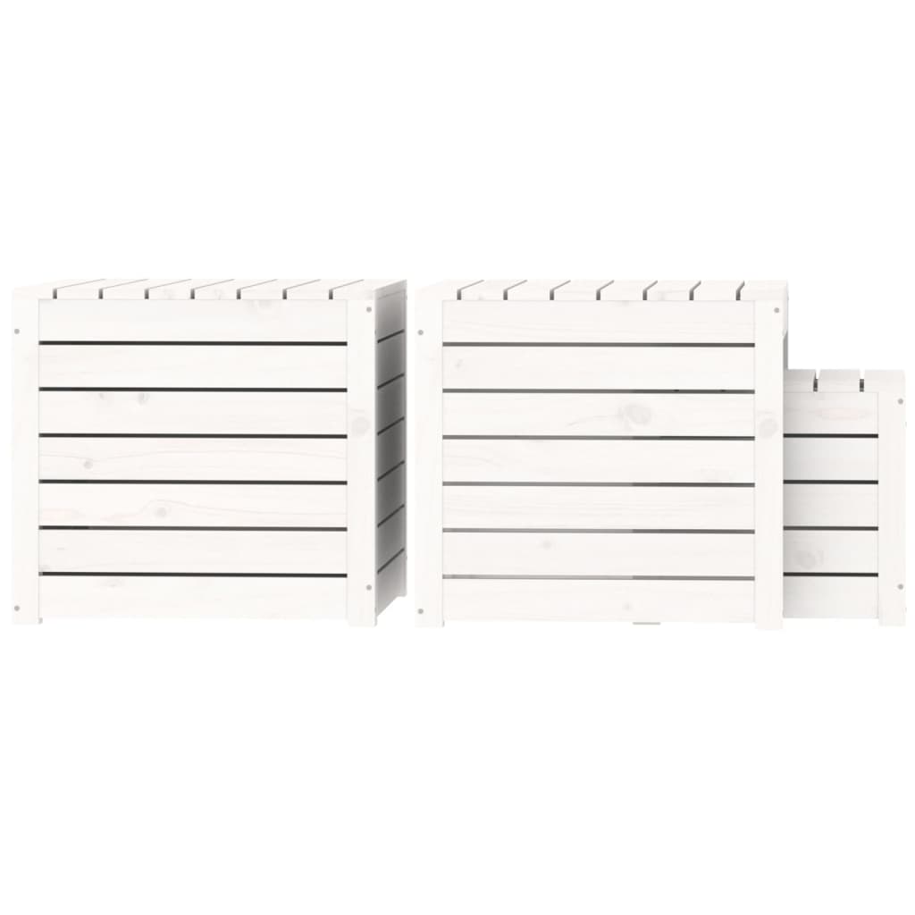 3-Piece White Solid Wood Pine Garden Box Set