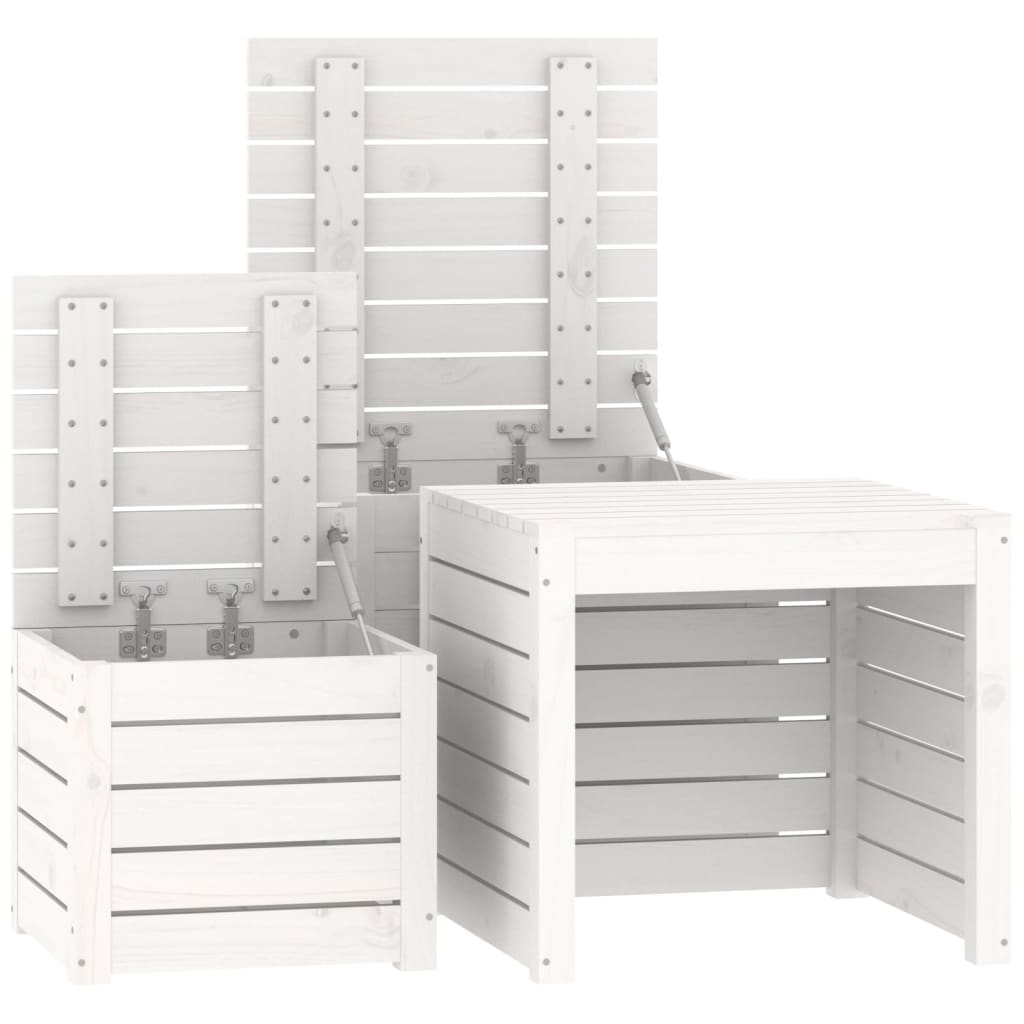 3-Piece White Solid Wood Pine Garden Box Set